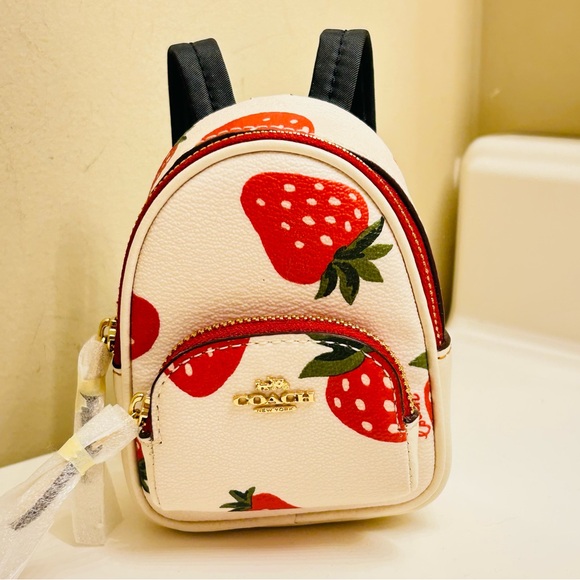 Coach Strawberry Backpack Keychain/ Bag Charm - Picture 9 of 9